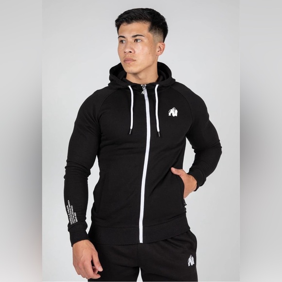 GORILLA WEAR Payette Zipped Hoodie Black Large - Picture 1 of 12